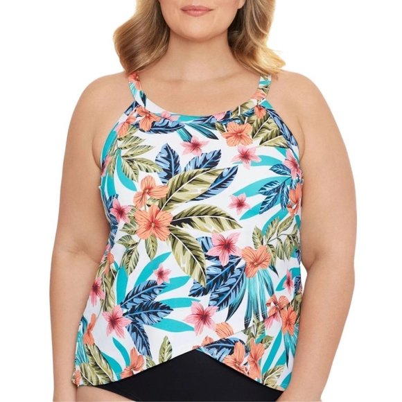 Swim Solutions Other - Swim Solutions Floral Print Montego Bay Underwire Tankini Top